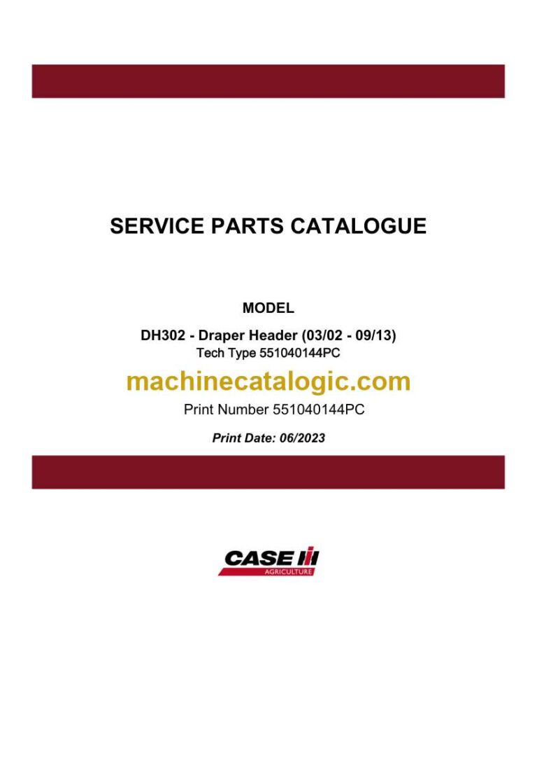Case DH302 Draper Header Service Parts Catalogue