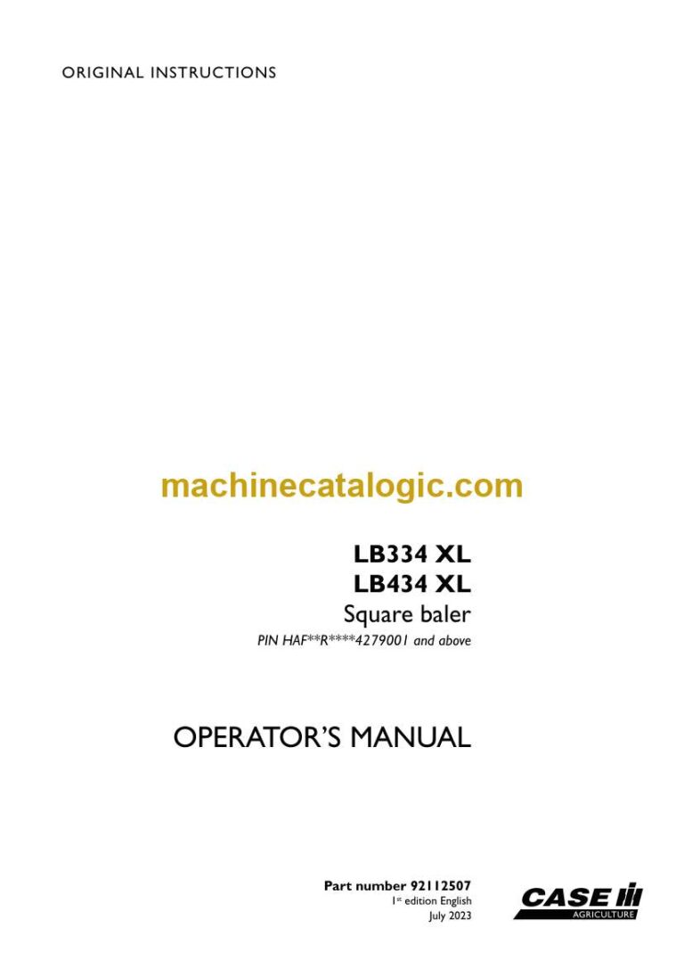 Case LB334XL, LB434XL Square Baler Operator Manual