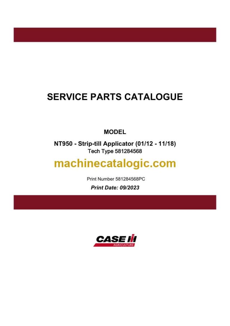 Case NT950 Strip-Till Applicator Service Parts Catalogue