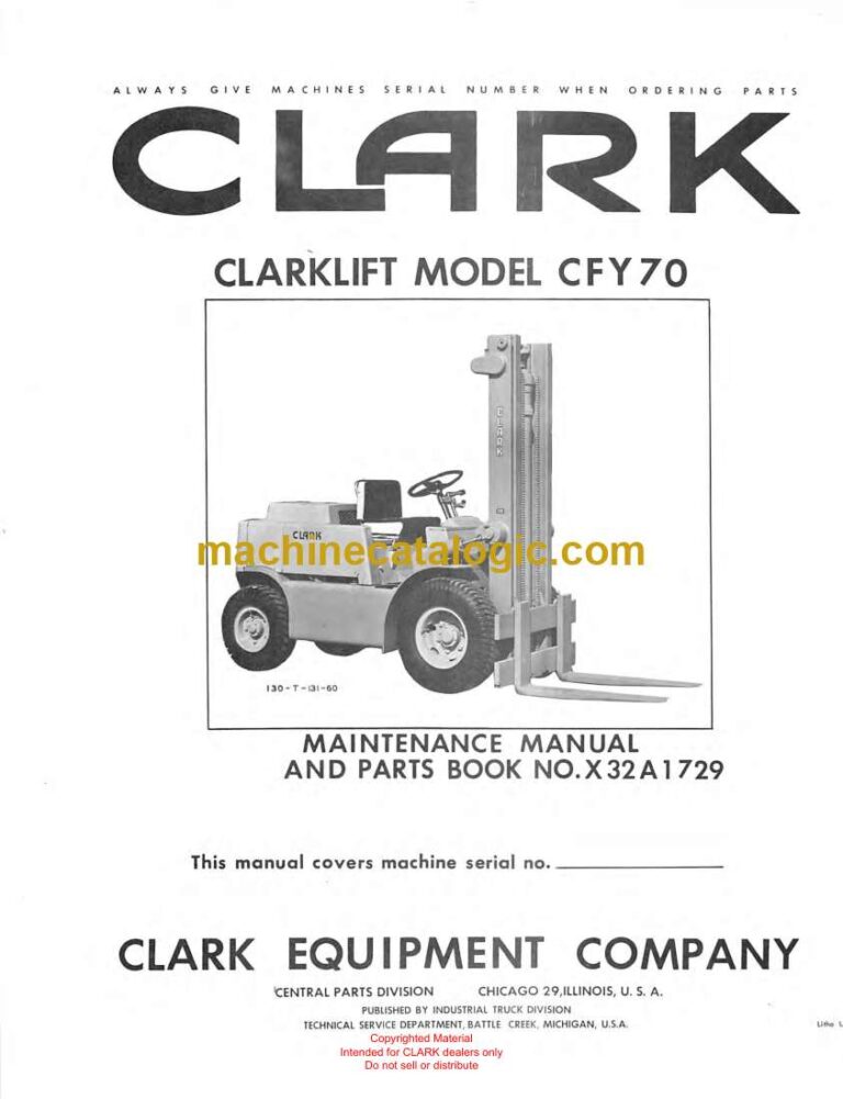 Clark Clarklift CFY70 Forklift Parts Manual (X32A1)