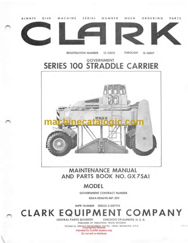 Clark Series 100 Straddle Carrier Parts Manual (GX75A1)