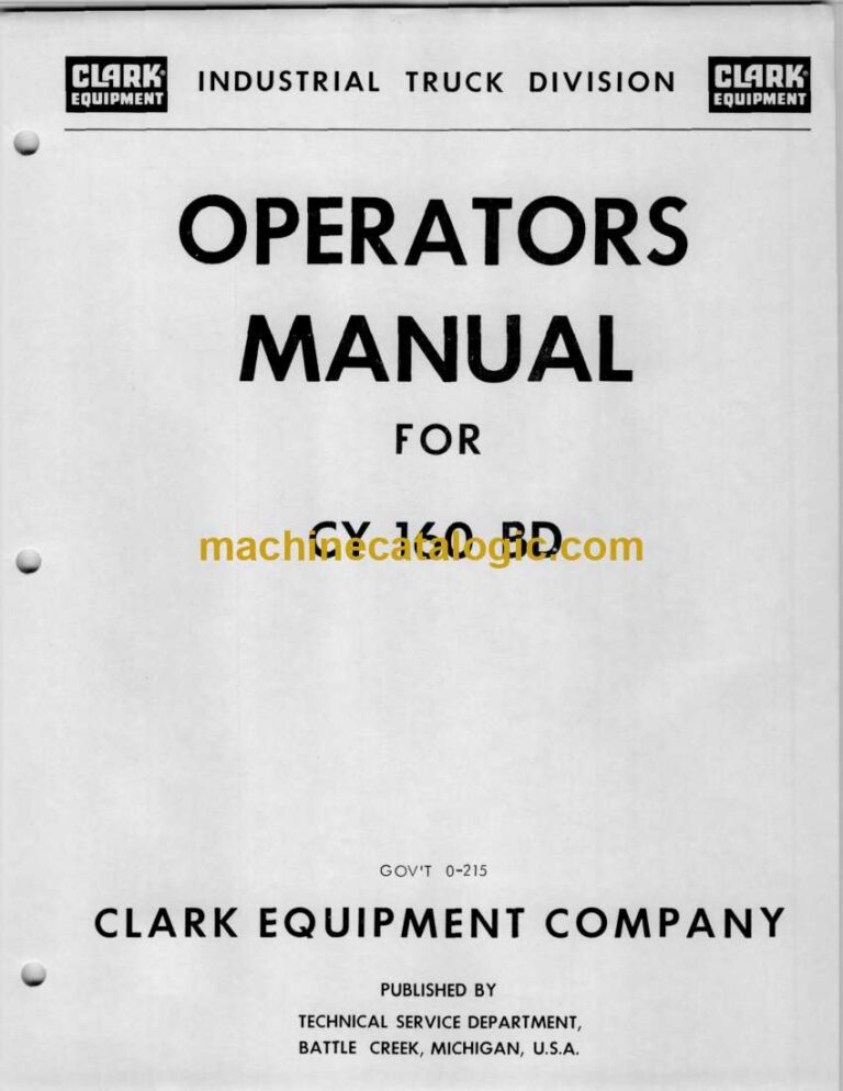 Clark CY160 BD Forklift Operators Manual (O-215)