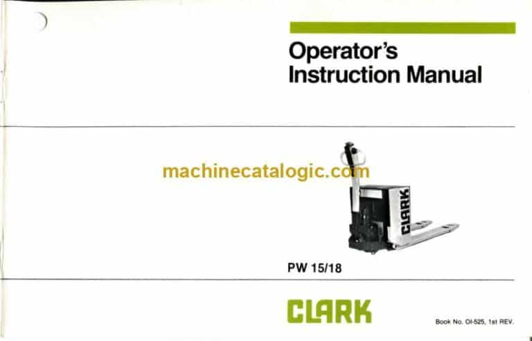 Clark PW15, PW18 Pallet Truck Operators Manual (OI-525)