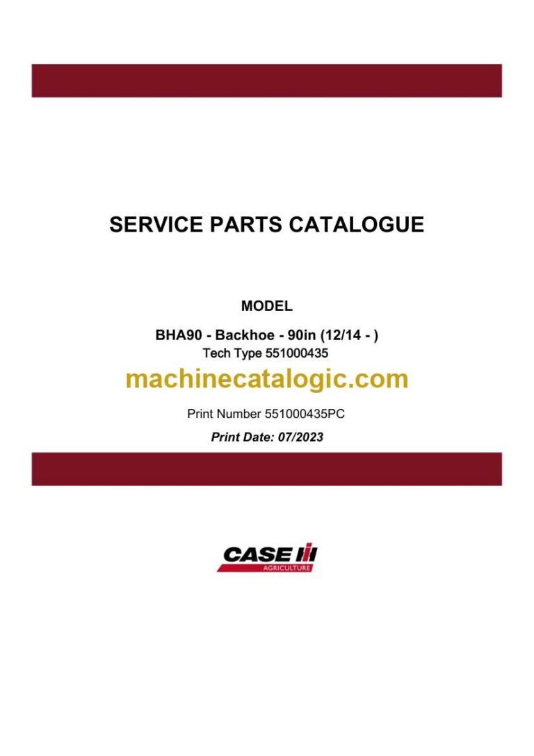 Case BHA90 Backhoe Service Parts Catalogue