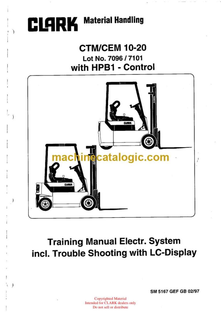 Clark CTM, CEM 10-20 With HPB1 Control Training Manual (SM5167)