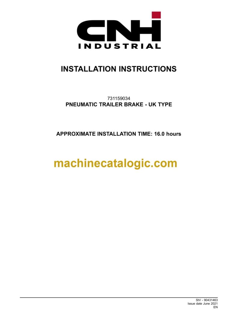 CNH 731159034 Pneumatic Trailer Brake UK Type Installation Instructions
