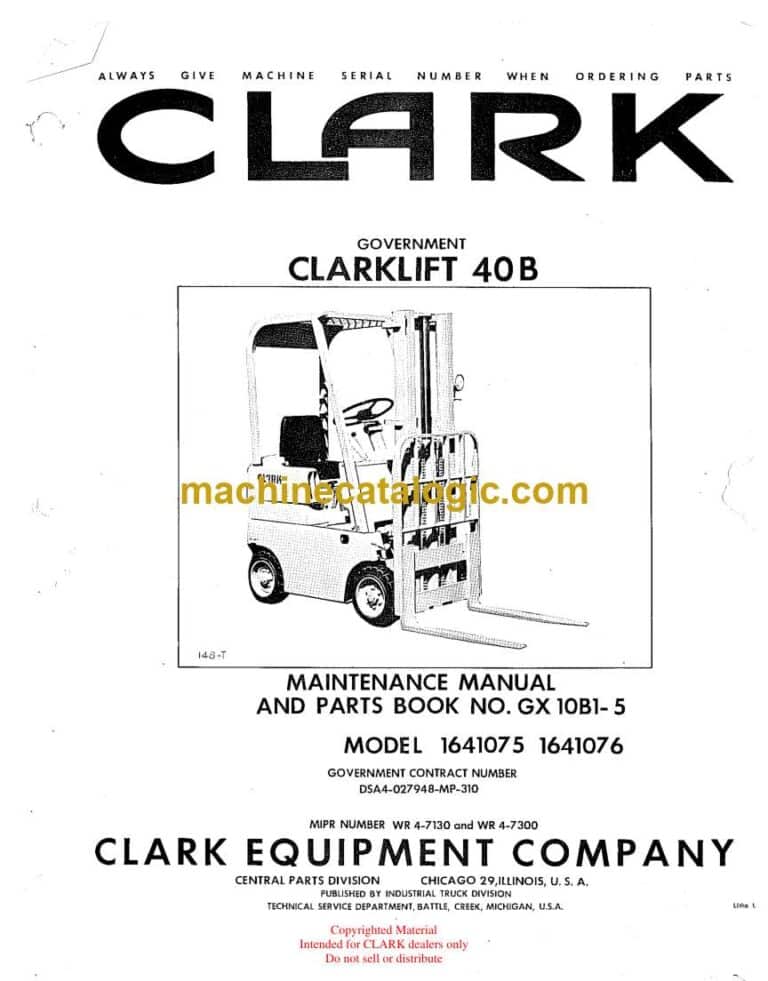 Clark Clarklift 40B Forklift Maintenance and Parts Manual (GX10B1-5_2)