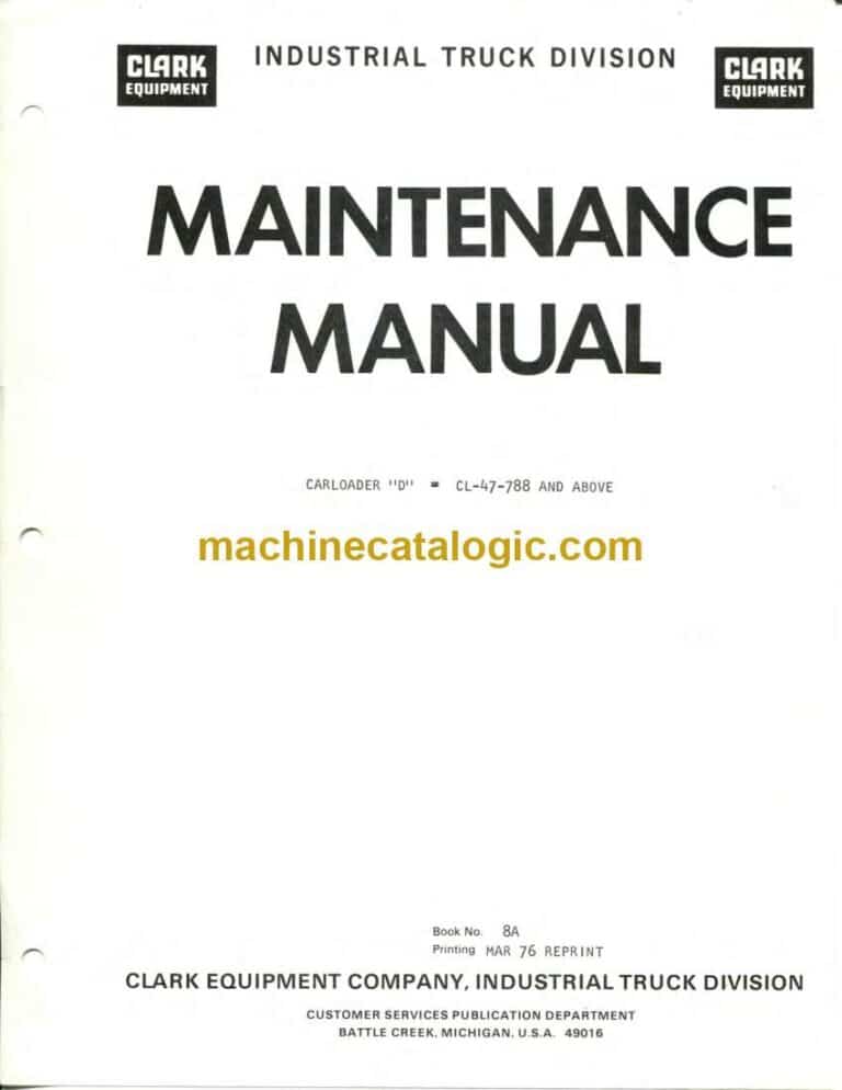 Clark Carloader D Maintenance Manual (Code 8A)