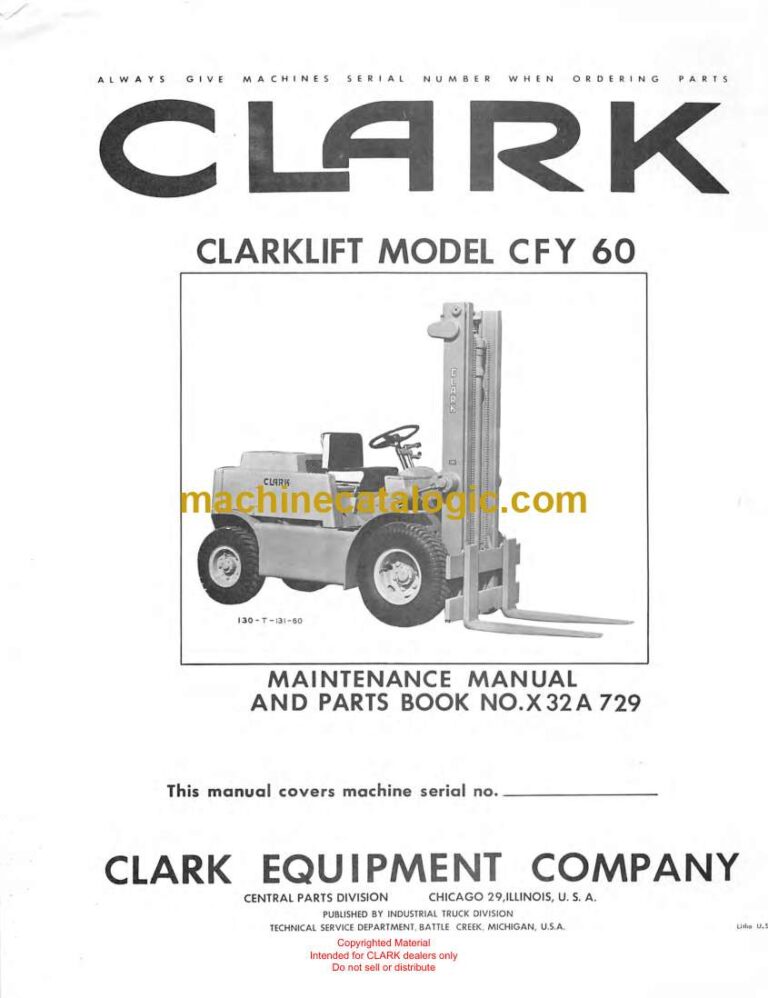 Clark Clarklift CFY60 Forklift Parts Manual (X32A)