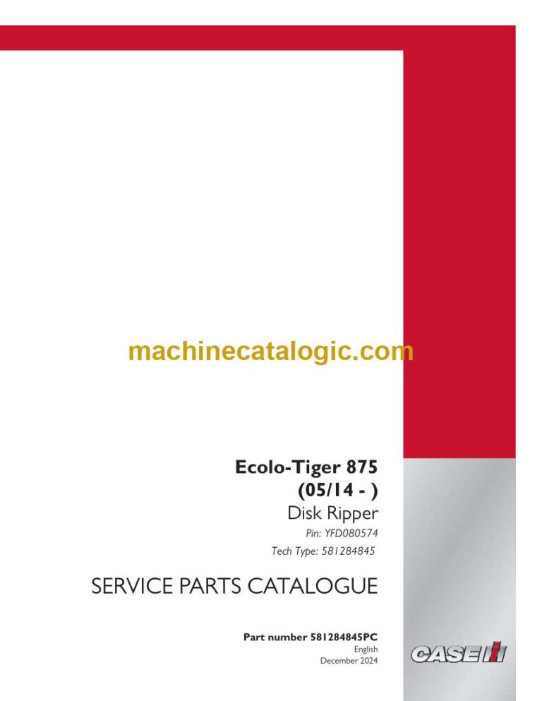 Case Ecolo-Tiger 875 Disk Ripper Service Parts Catalogue