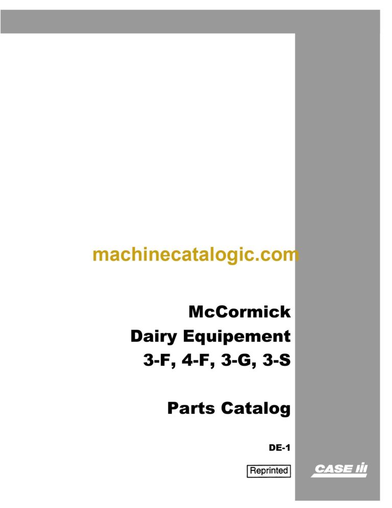 Case 3F, 4F, 3G, 3S McCormick Dairy Equipement Parts Catalog