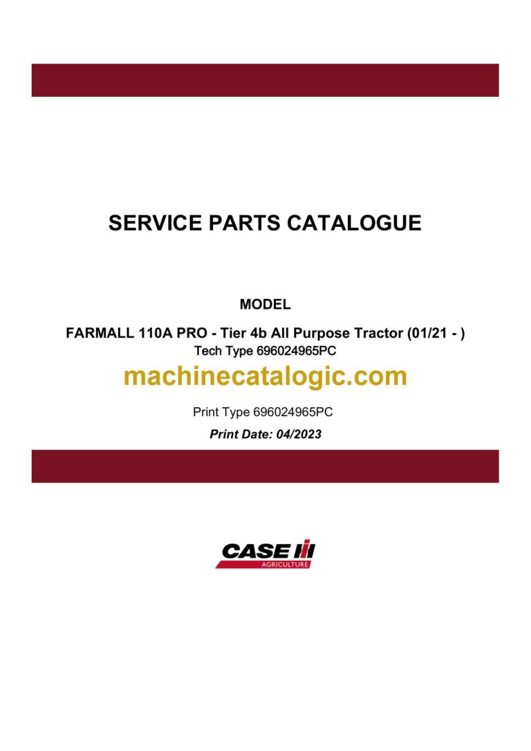 Case Farmall 110A Pro Tier 4B All Purpose Tractor Service Parts Catalogue