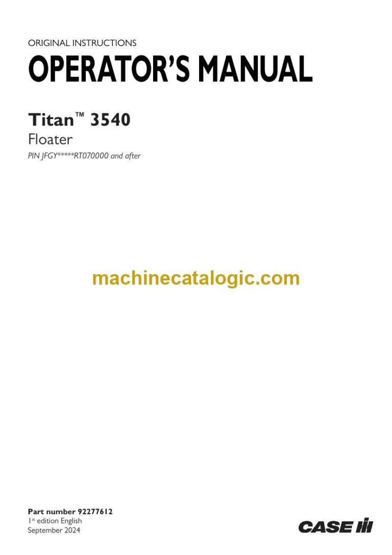 Case Titan 3540 Floater Operator Manual