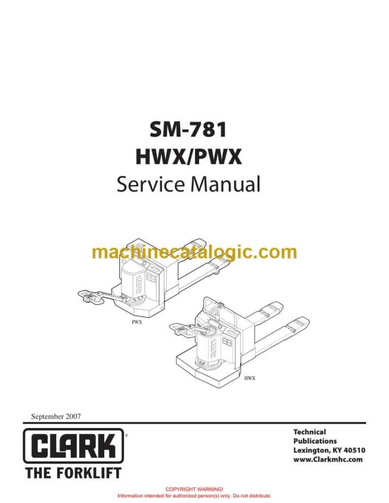 Clark HWX, PWX Palletjack Service Manual (SM781)