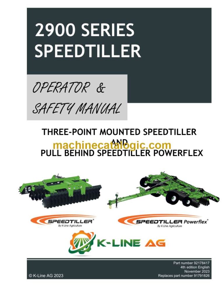 K-Line AG 2900 Series Speedtiller Operator and Safety Manual