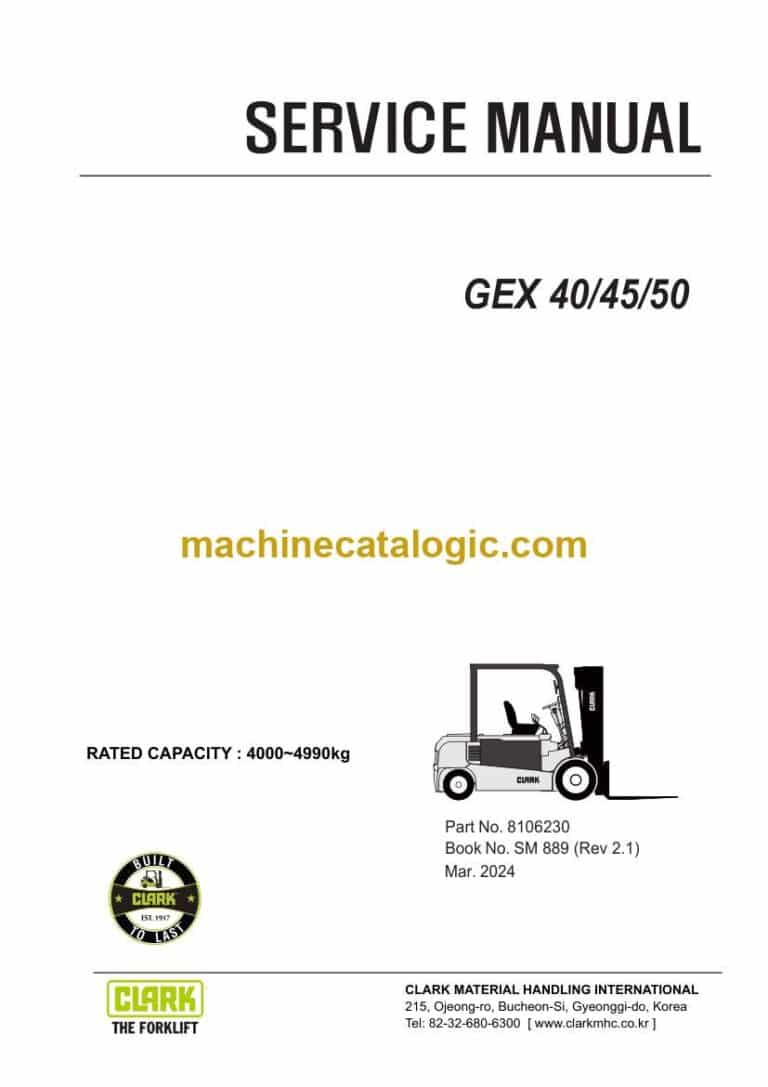 Clark GEX40, GEX45, GEX50 Forklift Service Manual (SM889)