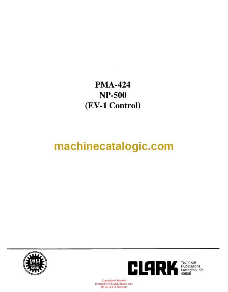 Clark NP500 EV1 Control Planned Maintenance and Adjustment Procedures Manual (PMA424)