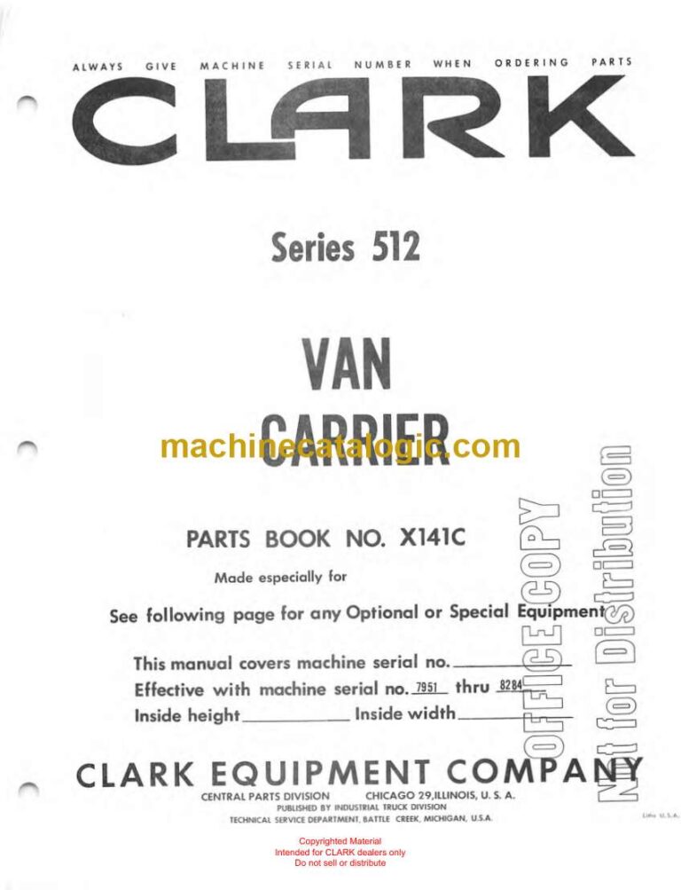 Clark Series 512 Van Carrier Parts Manual (X141C)