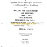 Clark C60B Truck, Lift, Fork, Gasoline Powered Solid Rubber Tires Technical Manual (GX134B5)