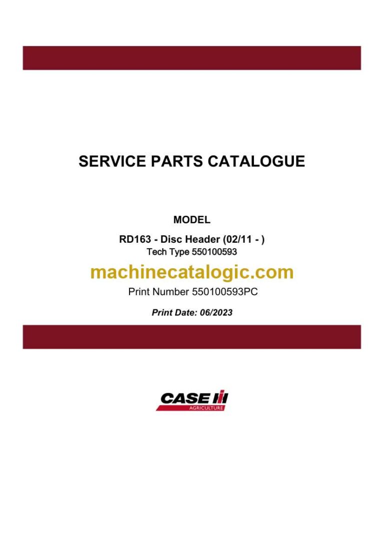 Case RD163 Disc Header Service Parts Catalogue