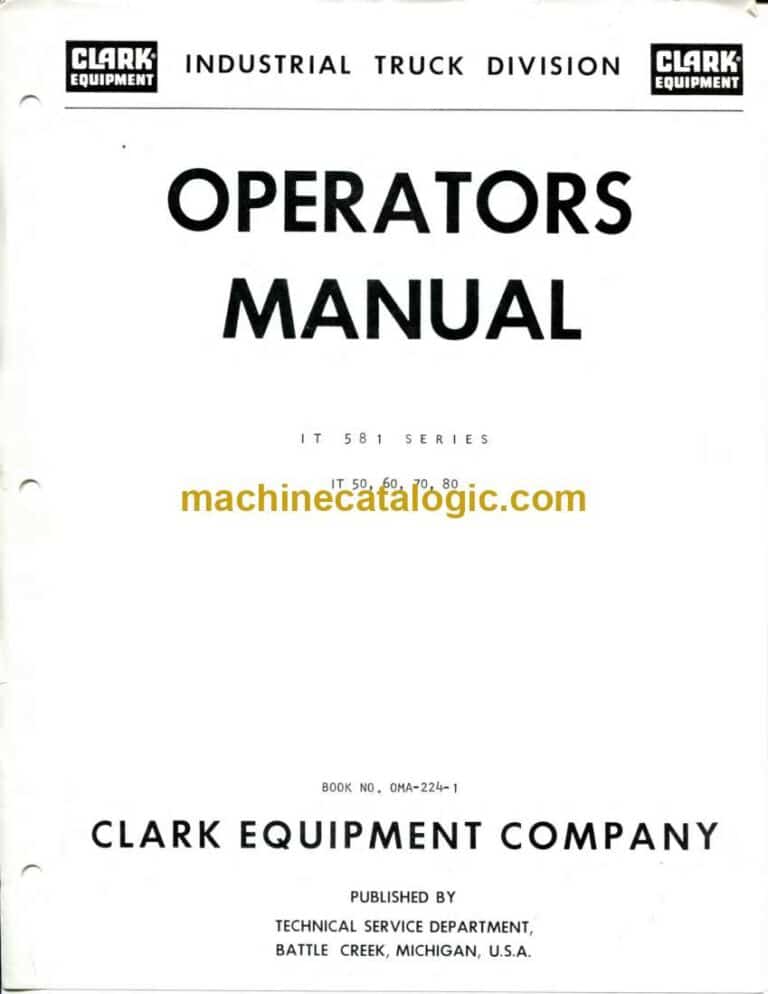 Clark IT50, IT60, IT70, IT80 Forklift Operators Manual (OMA-224)