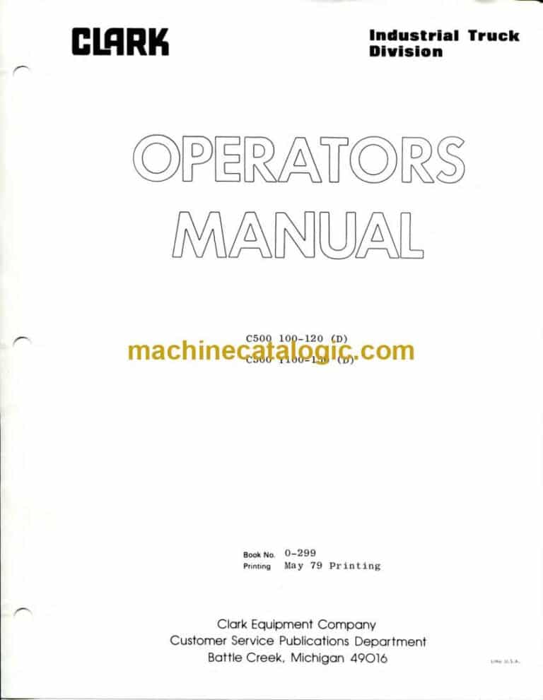 Clark C500 100-120D, C500 Y100-150D Forklift Operators Manual (O299)