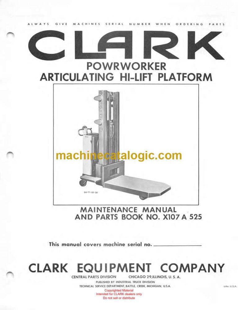 Clark Articulating Hi-Lift Platform Parts Manual (X107A)