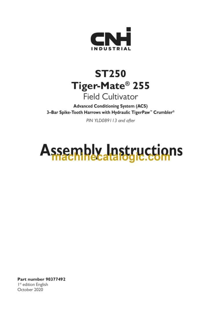 CNH ST250 Tiger-Mate 255 Field Cultivator Assembly Instructions (90377492)