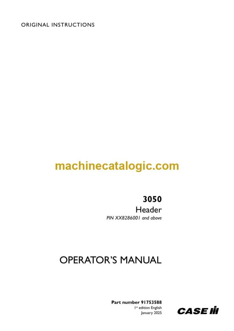 Case 3050 Header Operator Manual