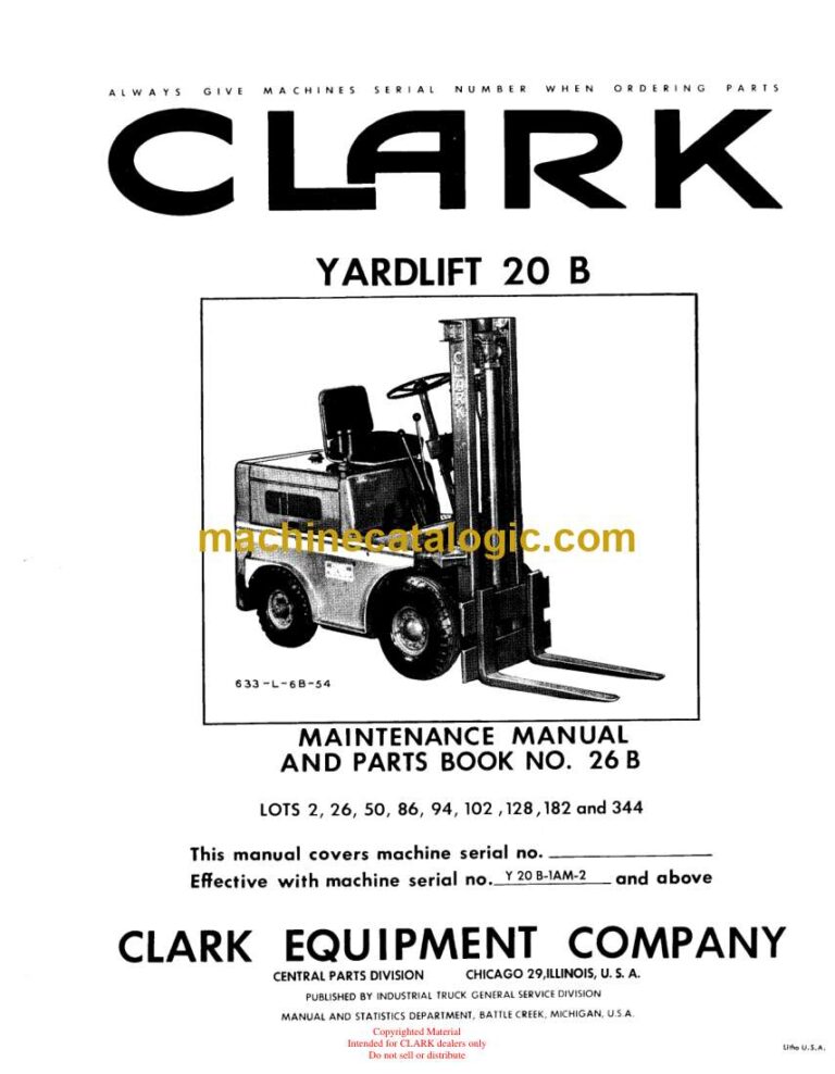 Clark Yardlift 20B Forklift Parts Manual (Y20B_B26)