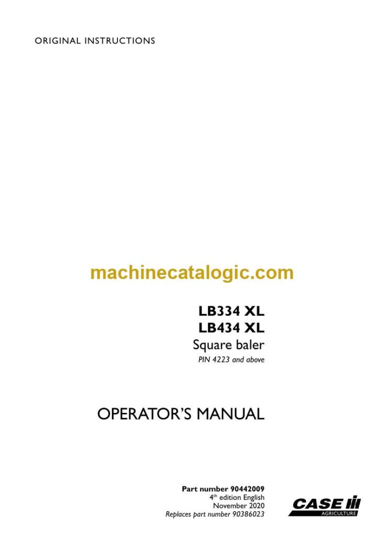 Case LB334XL, LB434XL Square Baler Operator Manual (90442009)