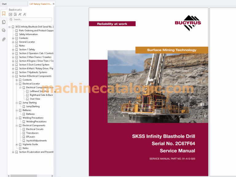 Caterpillar (Bucyrus) Rotary Track Drills Service Manuals