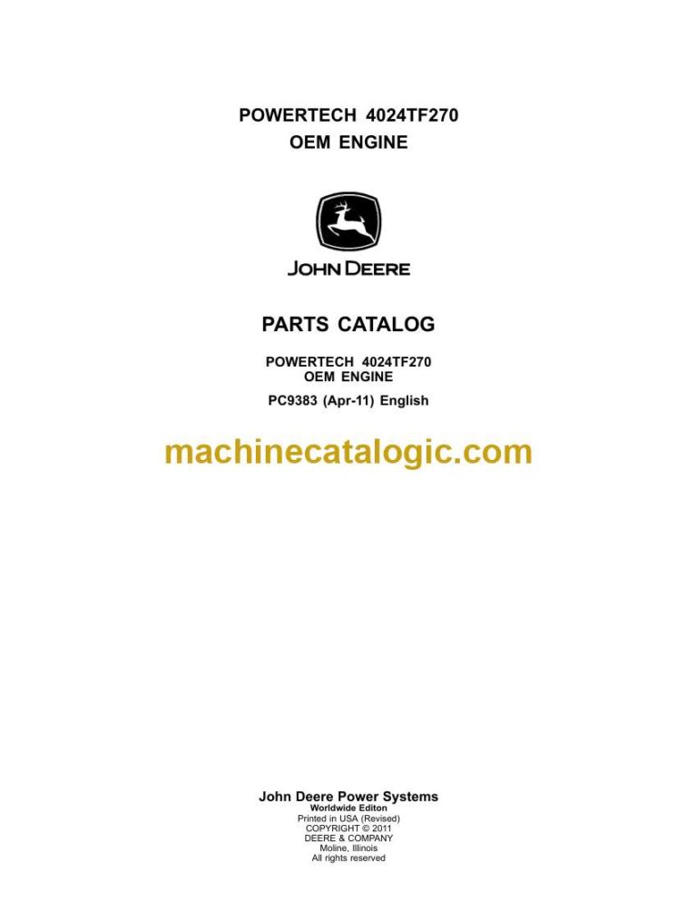 John Deere Powertech 4024TF270 OEM Engine Parts Catalog (PC9383)
