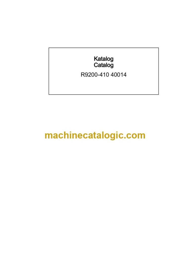 Liebherr R9200 Mining Excavator Parts Catalog (410 40014)