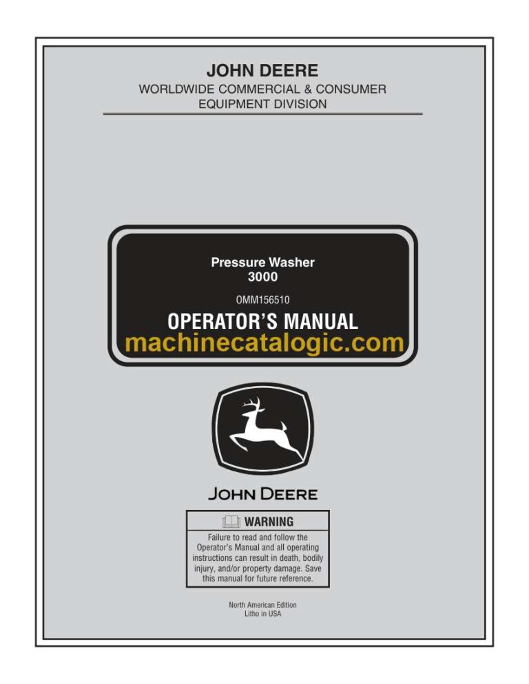 John Deere 3000 Pressure Whasher Operators Manual (OMM156510)