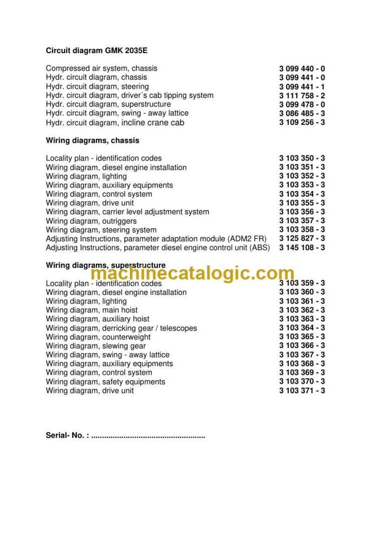 Grove GMK2035E Crane Circuit Diagrams