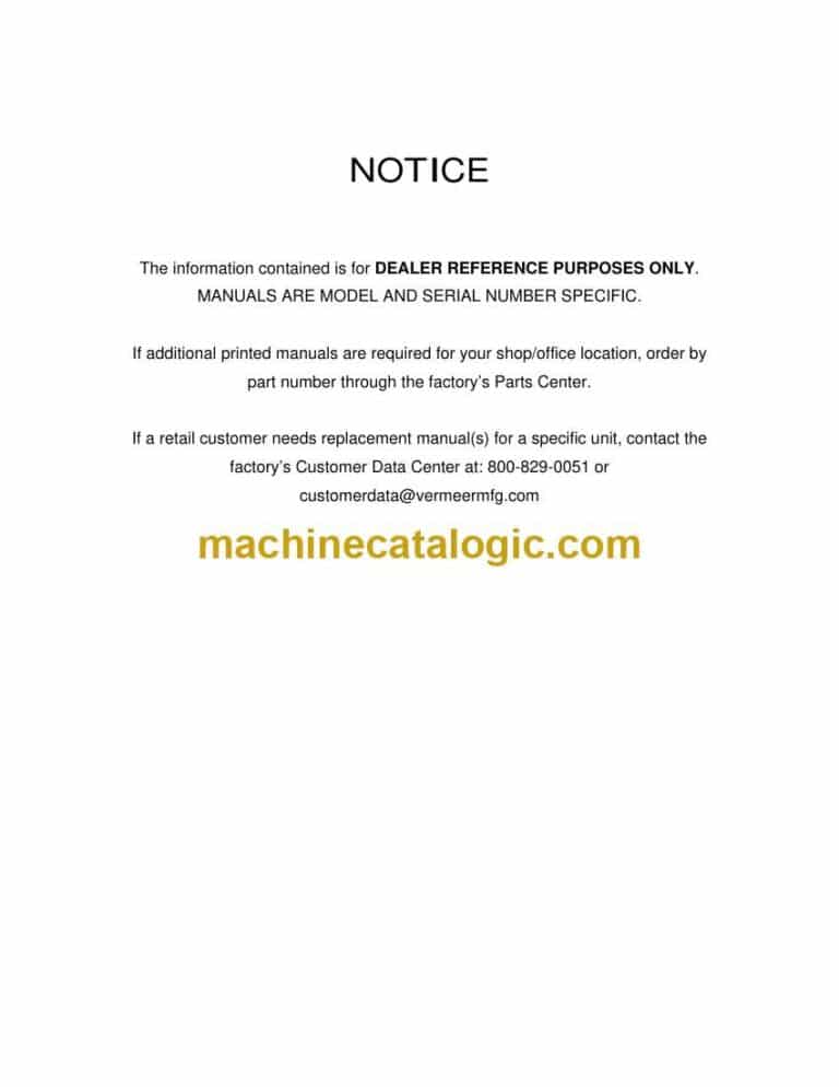 John Deere Vermeer T655-3 Tractor Service Manual (365439990)