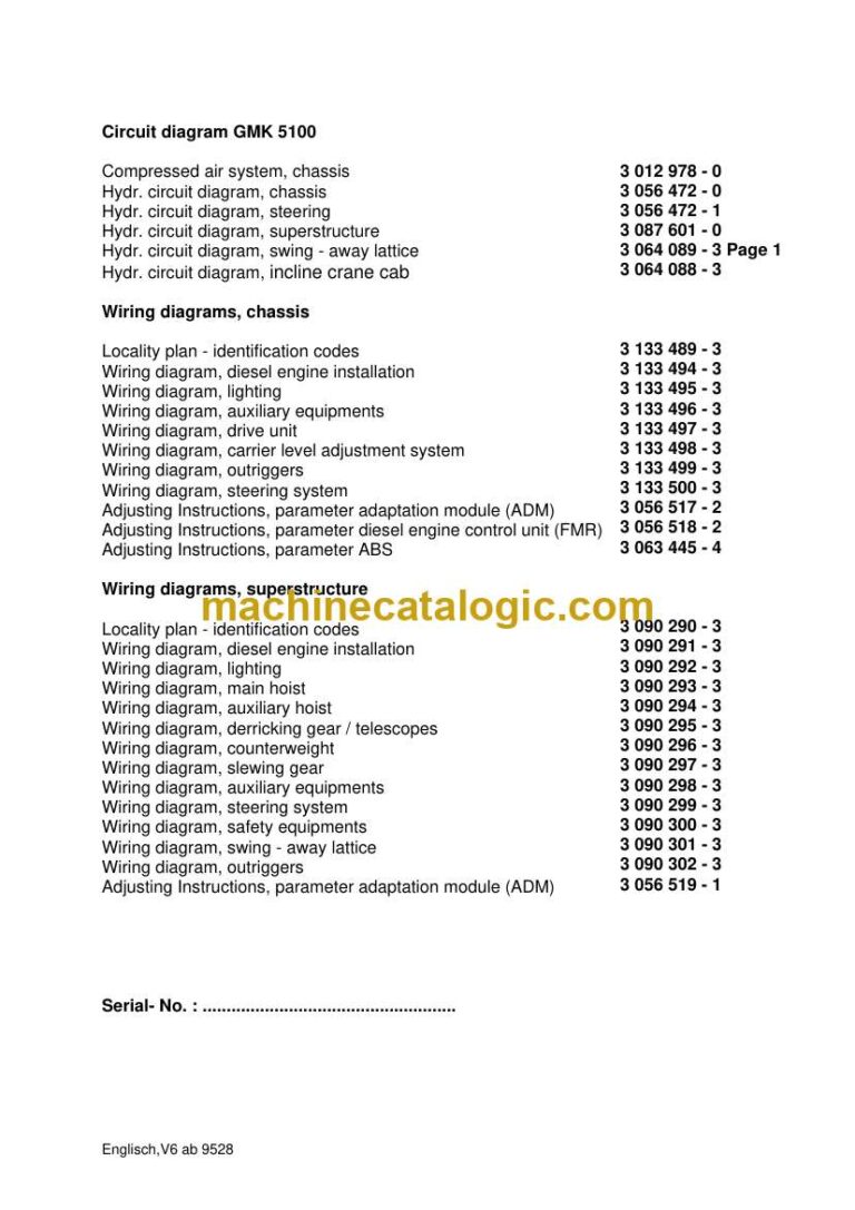 Grove GMK5100 Crane Circuit Diagrams