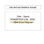 John Deere Powertech 2.9L 3029 OEM Diesel Engines Use and Maintenance Manual (OMRG27897)