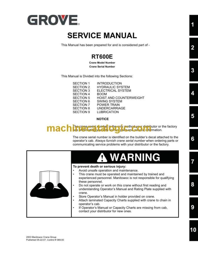 Grove RT600E Crane Service Manual