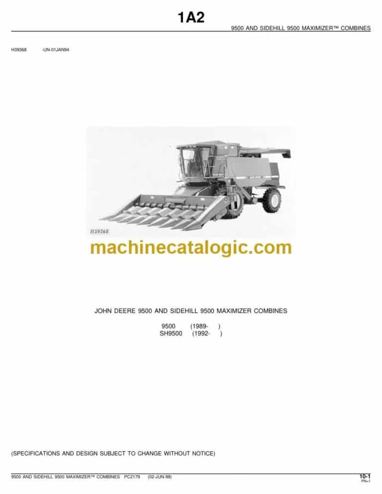 John Deere 9500 Parts Catalog (PC2179)