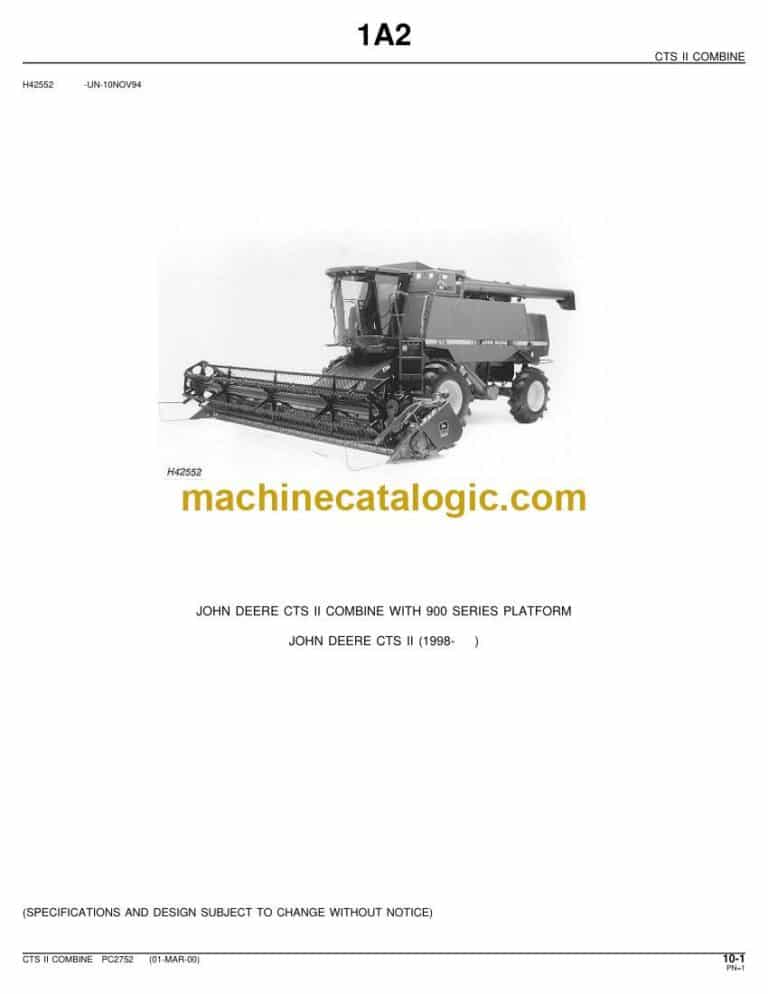 John Deere CTS II Combine with 900 Series Platform Parts Catalog (PC2752)