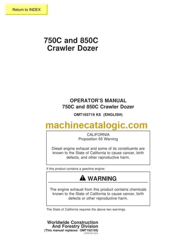 John Deere 750C and 850C Crawler Dozer Operators Manual (OMT165719)