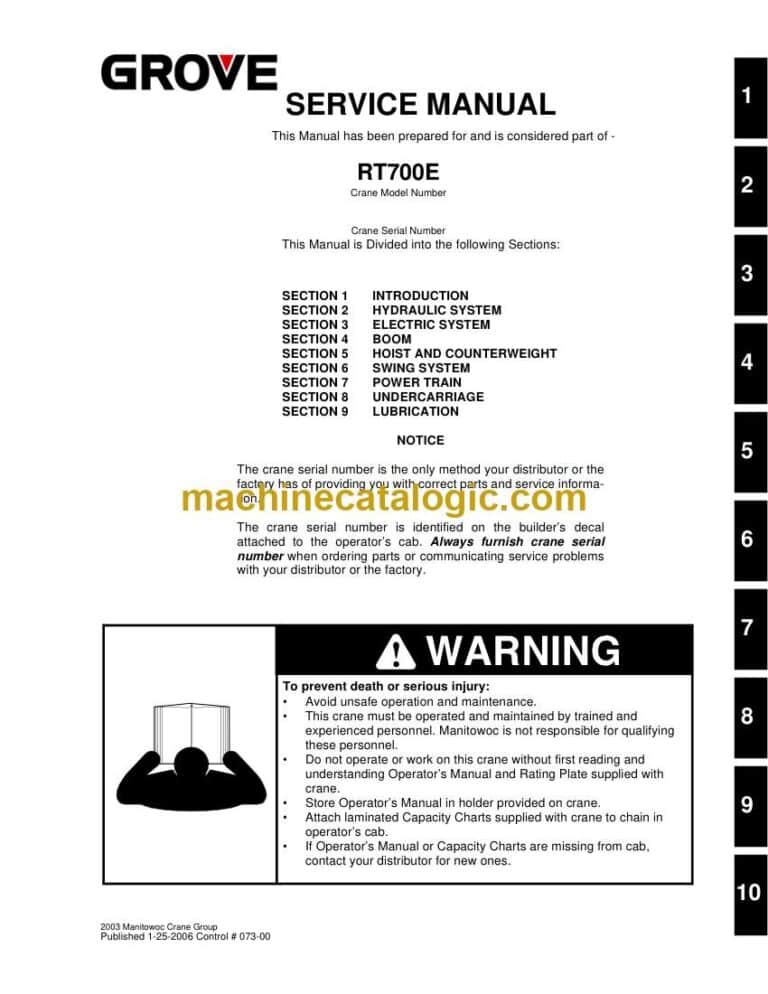 Grove RT700E Crane Service Manual (073-00)