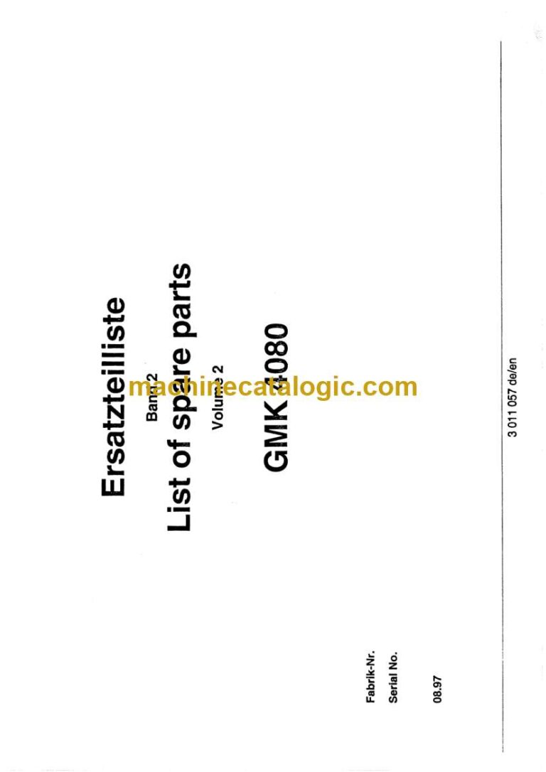 Grove GMK4080 Crane Parts Catalog