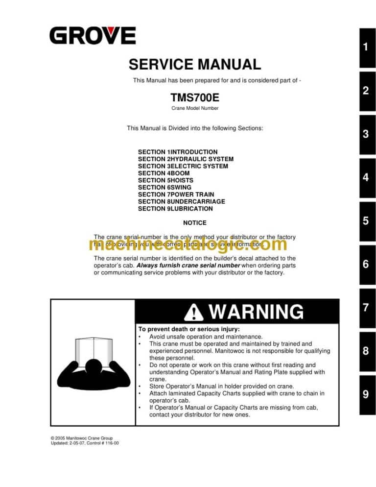 Grove TMS700E Crane Service Manual