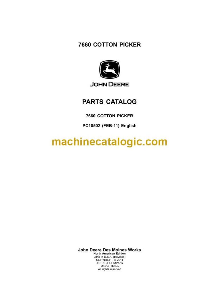 John Deere 7660 Cotton Picker Parts Catalog (PC10502)