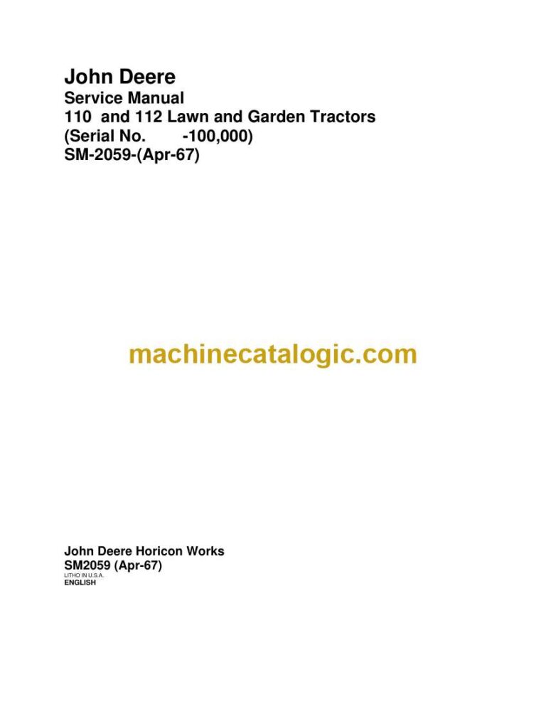 John Deere 110 and 112 Lawn and Garden Tractors Service Manual (SM2059)