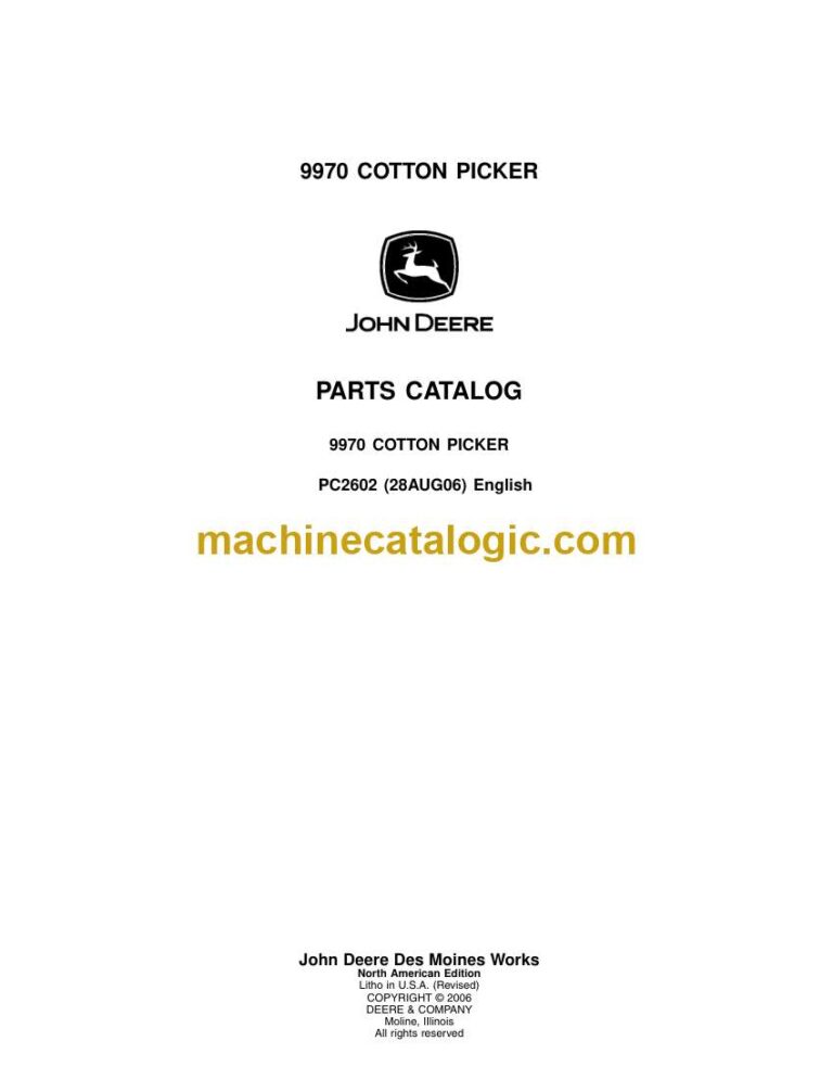 John Deere 9970 Cotton Picker Parts Catalog (PC2602)