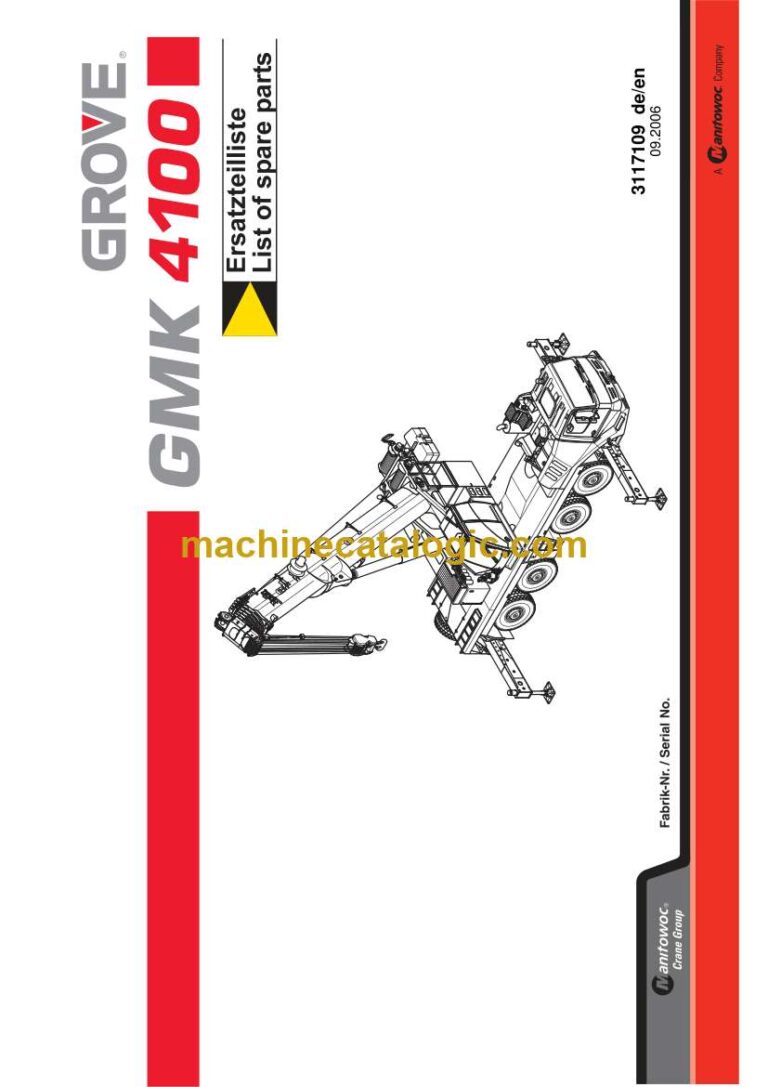Grove GMK4100 Crane Parts Catalog (3117109)